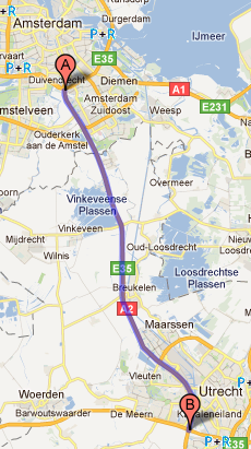 Van Knooppunt Amstel naar Knooppunt Oudenrijn