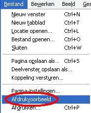 Browsermenu Bestand/Afdrukken